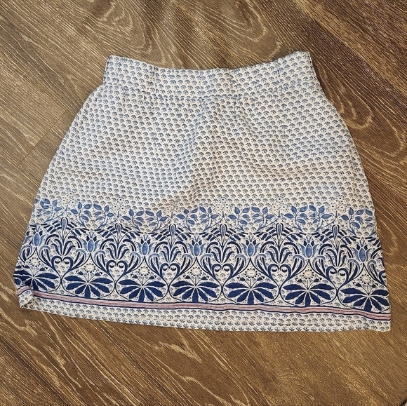Tommy Bahama NWOT Linen Blue Baroque Elastic Waist Skirt Size XS - Picture 6 of 9
